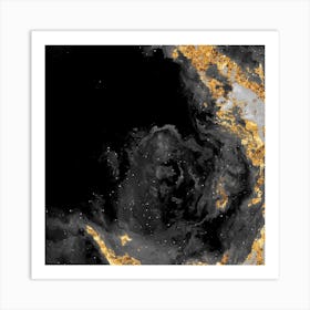 100 Nebulas in Space with Stars Abstract in Black and Gold n.037 Art Print