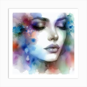 Watercolor Of A Woman'S Face 8 Art Print