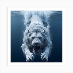 White Lion Underwater 1 Art Print