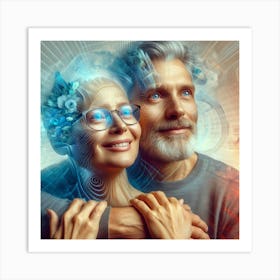 Elderly Couple With A Futuristic Face Art Print