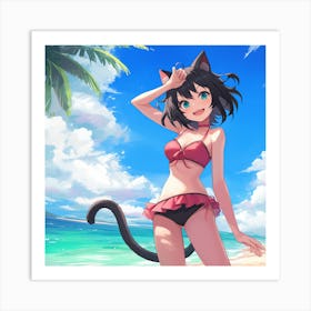 Anime Girl In Bikini 2 Art Print