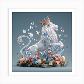 Lion With Butterflies Art Print