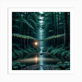 Forest At Night Art Print