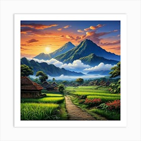 Asian Landscape Painting Art Print