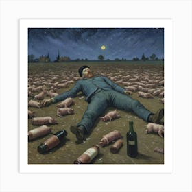 Twilight's Bizarre Ballet: Pigs and a Drunken Soul Pigs And Wine Art Print