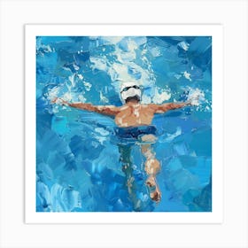 A Swimmer In A Pool Oil Painting Illustration 1718672375 2 Art Print