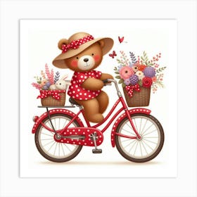 Teddy Bear On A Bike 2 Art Print