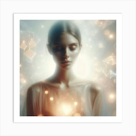 Beautiful Woman With Light Art Print