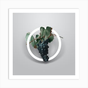 Vintage Grape Vine Minimalist Floral Geometric Circle on Soft Gray n.0152 Art Print