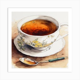 Tea Cup And Spoon Art Print