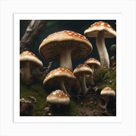 Mushrooms In The Forest 32 Art Print