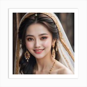 Asian Bride, woman, fashion Art Print