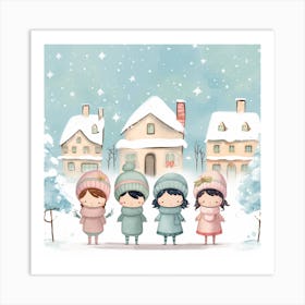 Little Girls In Winter Art Print