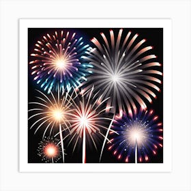 Fireworks On A Black Background 5 Art Print