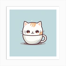 Cute Cat In A Cup Art Print