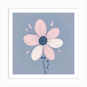 A White And Pink Flower In Minimalist Style Square Composition 386 Art Print