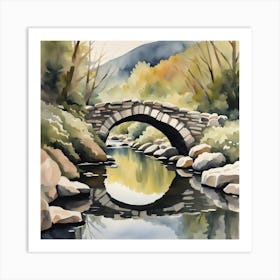 bridge over mountain stream Art Print