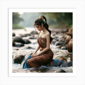 Thai Woman In Water 1 Art Print