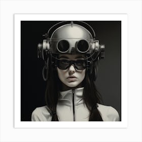 Girl In A Helmet 1 Art Print