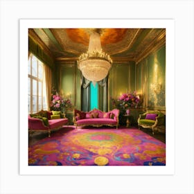 Futuristic Beautiful French Mansion Interior Livin (10) Art Print