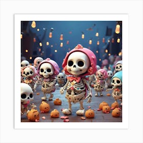 Halloween Skeletons 2 Art Print