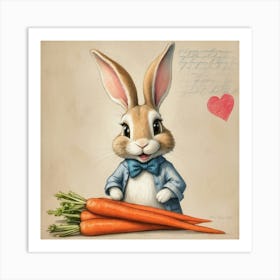 Rabbit With Carrots 49 Art Print