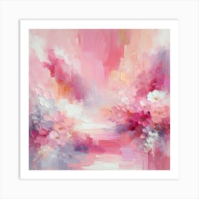 Abstract Pink Flowers Art Print