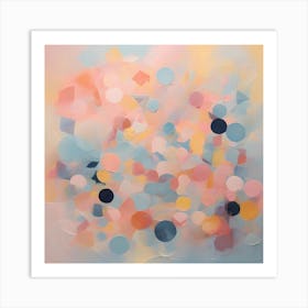 Geometric shapes in soft pastel tones, optimistic painting Art Print