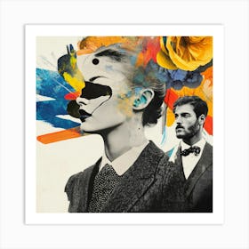 Portrait Of A Man And Woman Collage Art Print