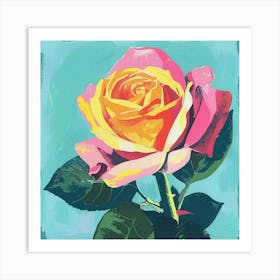 Rose 6 Square Flower Illustration Art Print