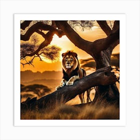 Lion At Sunset 3 Art Print