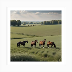 Horses In A Field 11 Art Print