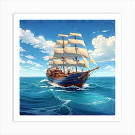 Sailing Ship In The Sea Art Print