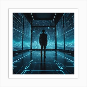 Futuristic Man In Futuristic Space Art Print