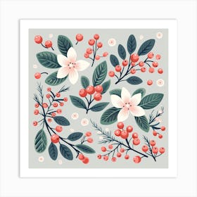 Holly Berries Art Print