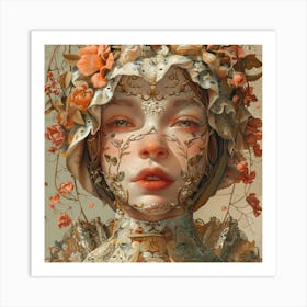 Girl With Flowers 2 Art Print