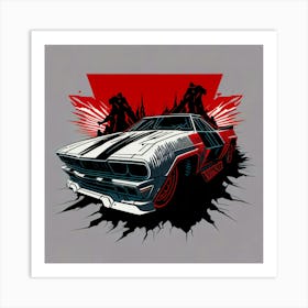 Car Red Artwork Of Graphic Design Flat (176) Art Print