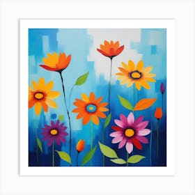 Abstract Flowers 1 Art Print