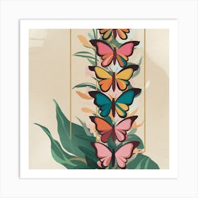 Butterflies On A Branch 6 Art Print