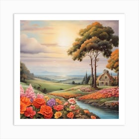 'Garden At Sunset' Art Print