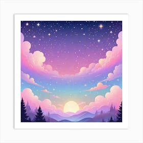 Sky With Twinkling Stars In Pastel Colors Square Composition 66 Art Print