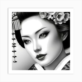 Japan Traditional Geisha Illustration By Ad 31 Art Print