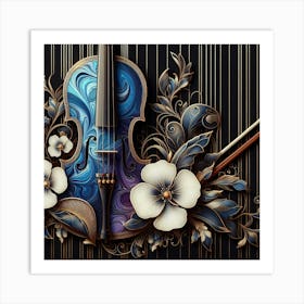 Violin And Flowers Art Print