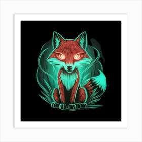 Fox Glowing In The Dark Art Print