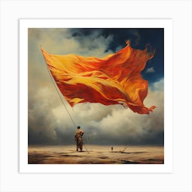 Flag In The Desert Plains Art Print