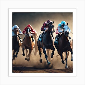 Horses Racing At The Racetrack Art Print