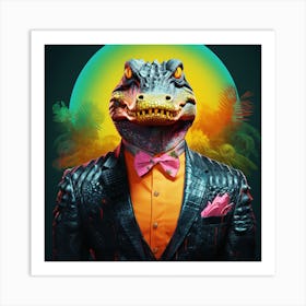 Alligator In A Suit Art Print