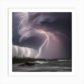 Lightning Over The Ocean 7 Art Print