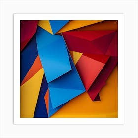 Modern Abstract Geometric Artwork – Vibrant 3d Paper Design With Bold Colors Art Print