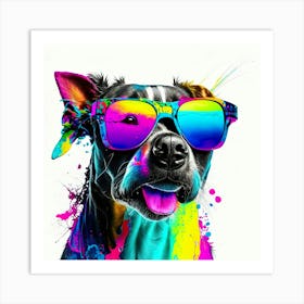 Colourful Dog Sunglasses (48) Art Print